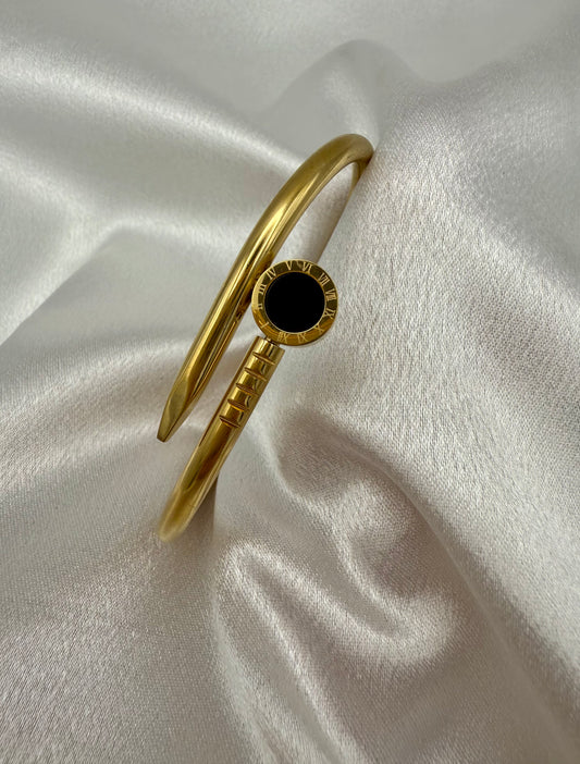 18K Gold Plated Inspired Roman Numeral Nail Bracelet –  Classic Design
