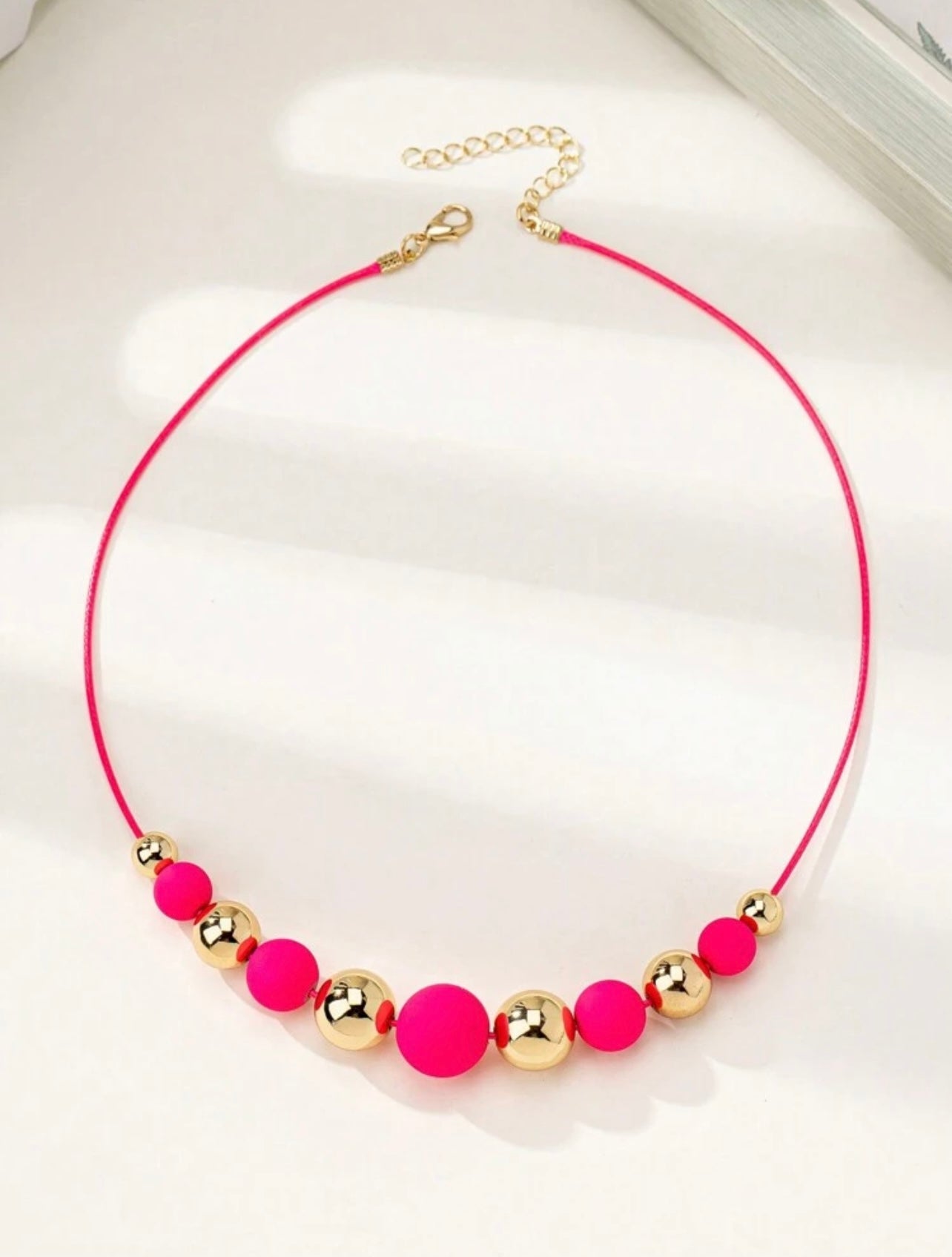 Pink & Gold Beaded Necklace – Stylish Holiday Friendly Accessory