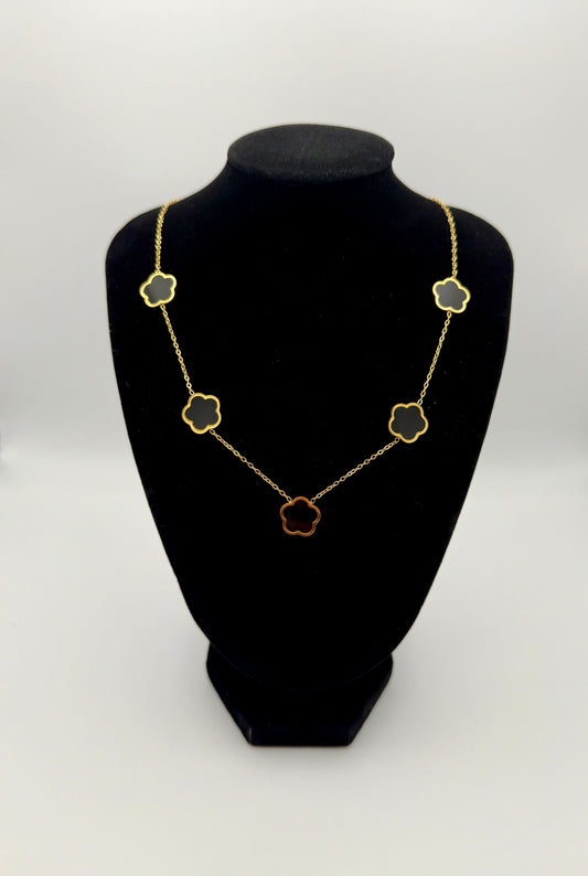 18k Gold-Plated Inspired Clover Necklace – Black – Waterproof, Tarnish-Resistant & Hypoallergenic Matching Bracelet Available!
