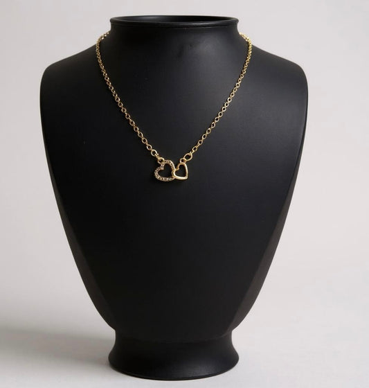 Minimalist Gold Double Heart Necklace – 40-45 cm | Tarnish Resistant Zinc Alloy | Romantic Everyday Elegance