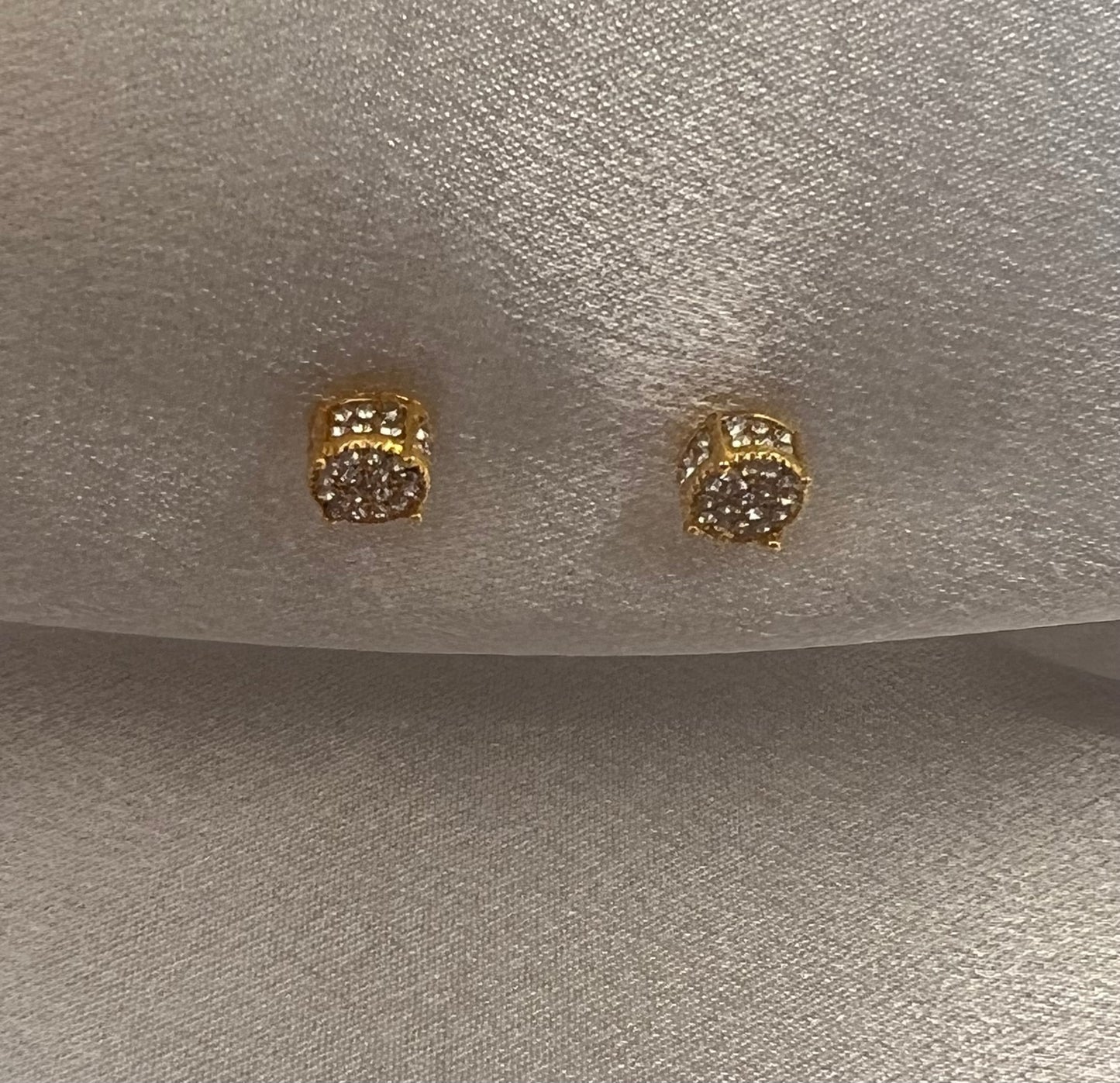 Gold Rhinestone Encrusted Stud Earrings – Sparkling Simplicity for Everyday Glamour