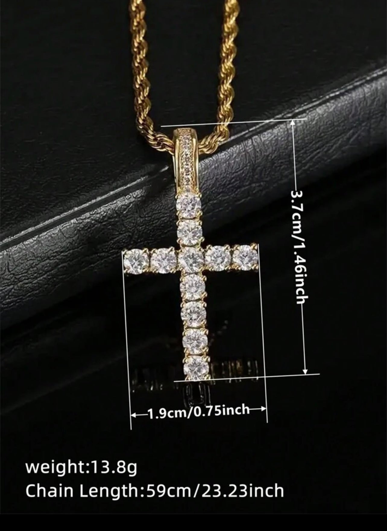 9k Gold-Plated Cubic Zirconia Cross Necklace – Elegant Valentine’s & Wedding Gift for Her