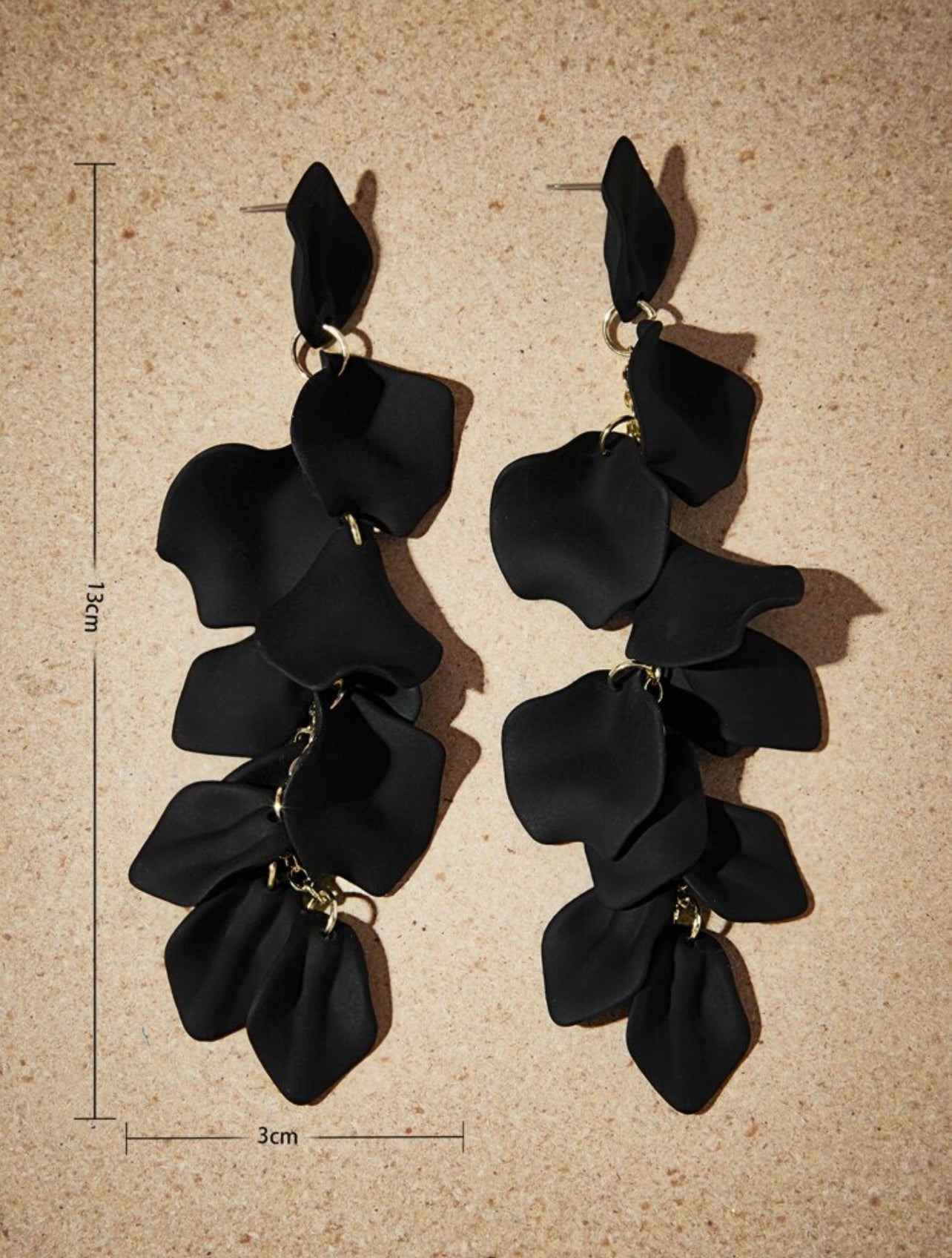Gold & Matte Black Petal Dangle Earrings – Nature-Inspired Elegance with a Modern Edge