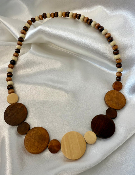 Handmade Wooden Boho Necklace – Beaded Travel & Everyday Jewellery