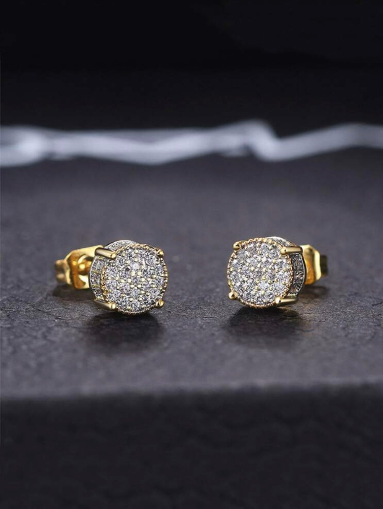Gold Rhinestone Encrusted Stud Earrings – Sparkling Simplicity for Everyday Glamour