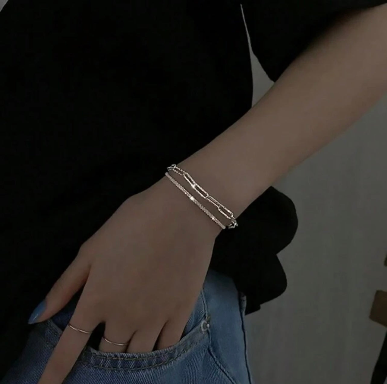 925 Silver-Plated Double Chain Bracelet – Elegant Wedding & Gift Jewellery