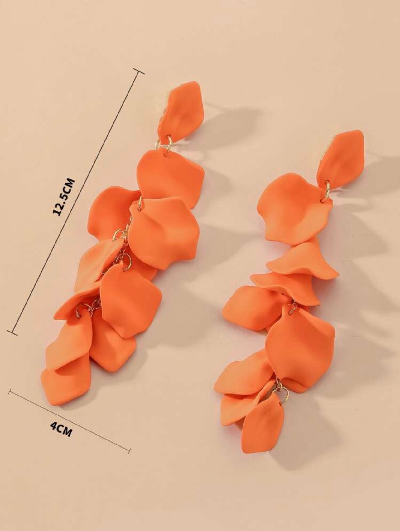 Gold & Orange Petal Drop Earrings – Bold & Elegant Daily Jewellery