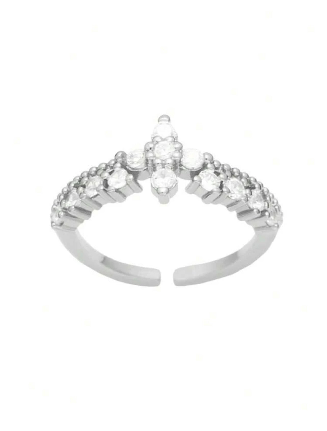 3pc Silver-Tone Faux Pearl & Rhinestone Cuff Ring Set – Stackable Elegant Style