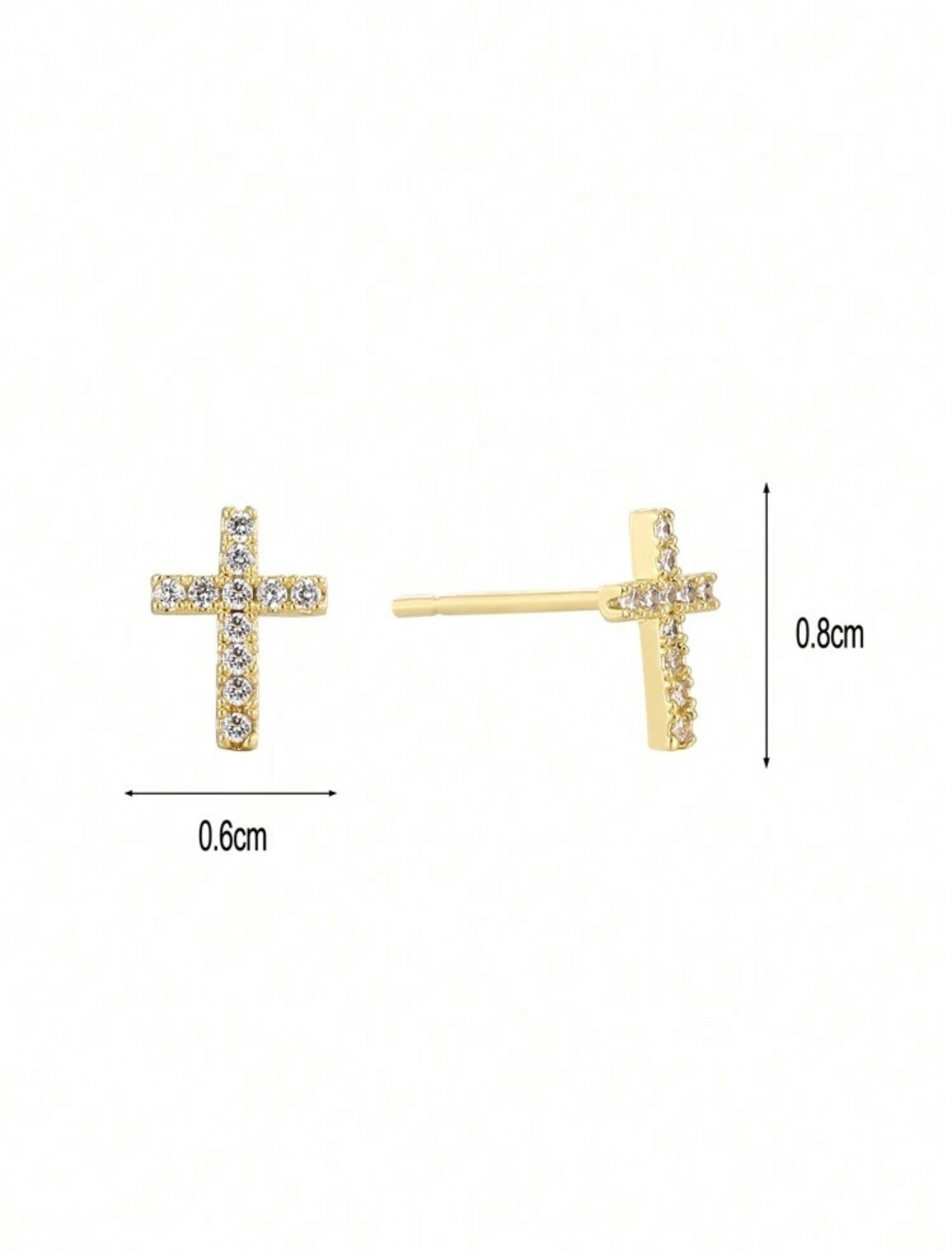 Hypoallergenic Gold Cross Stud Earrings with CZ – Summer Gift for Mum, Best Friend or Girlfriend