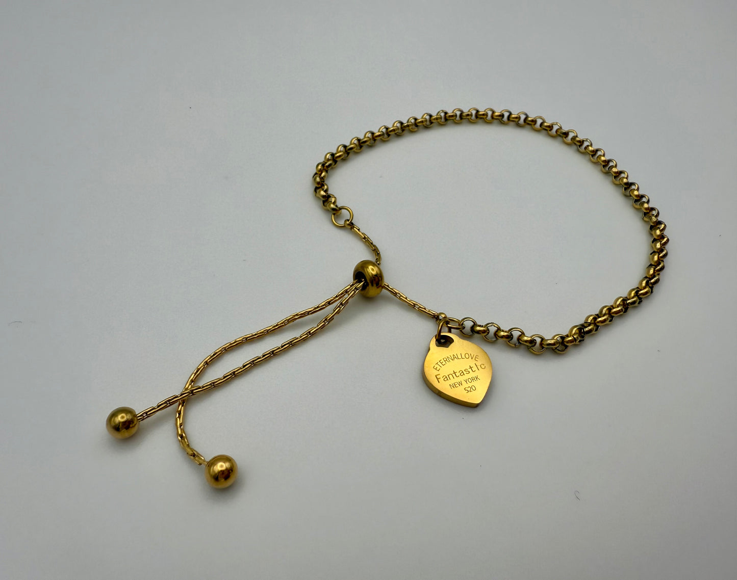 Inspired 18K Gold-Plated Stainless Steel Adjustable Heart Chain Bracelet – Tarnish-Resistant, Waterproof & Hypoallergenic