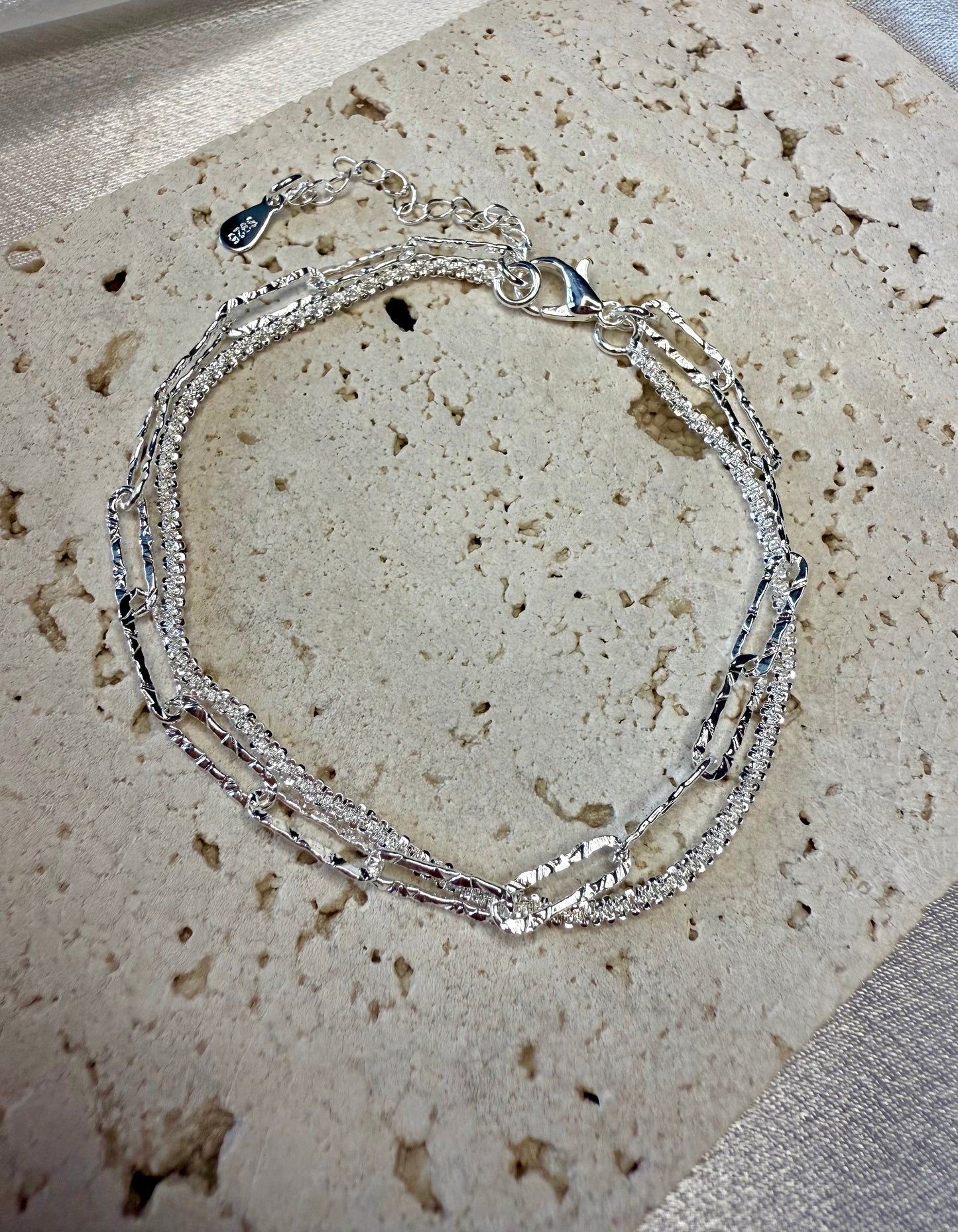 925 Silver-Plated Double Chain Bracelet – Elegant Wedding & Gift Jewellery