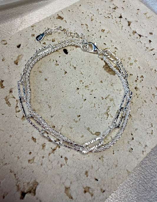 925 Silver-Plated Double Chain Bracelet – Elegant Wedding & Gift Jewellery
