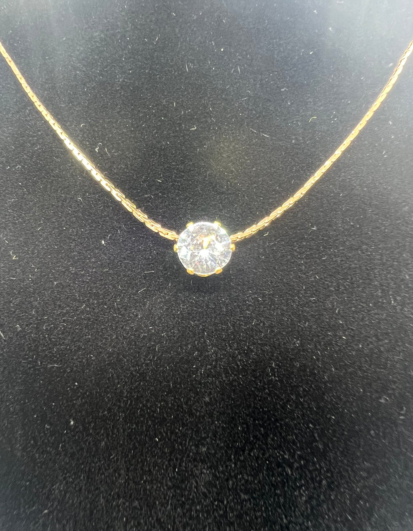 Gold Cubic Zirconia Pendant Necklace – Delicate Everyday Sparkle | Tarnish Resistant