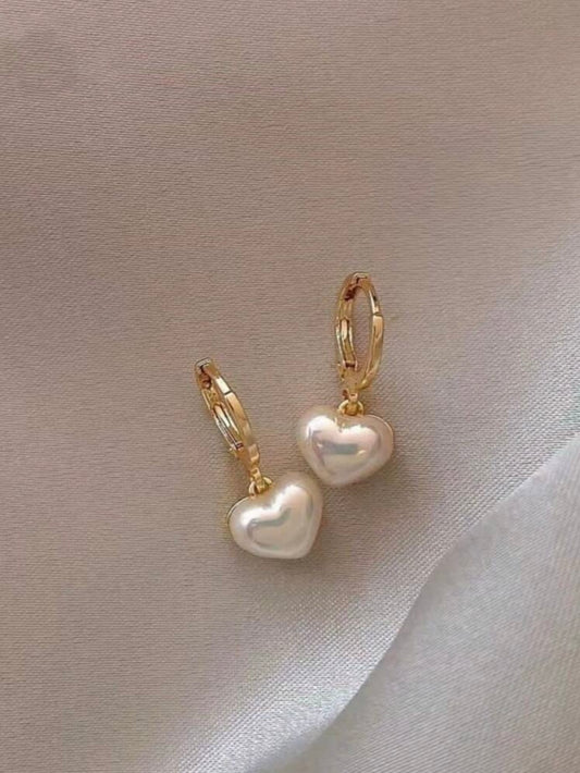 Tarnish-Resistant Heart-Shaped Hoop Drop Earrings – Elegant & Feminine