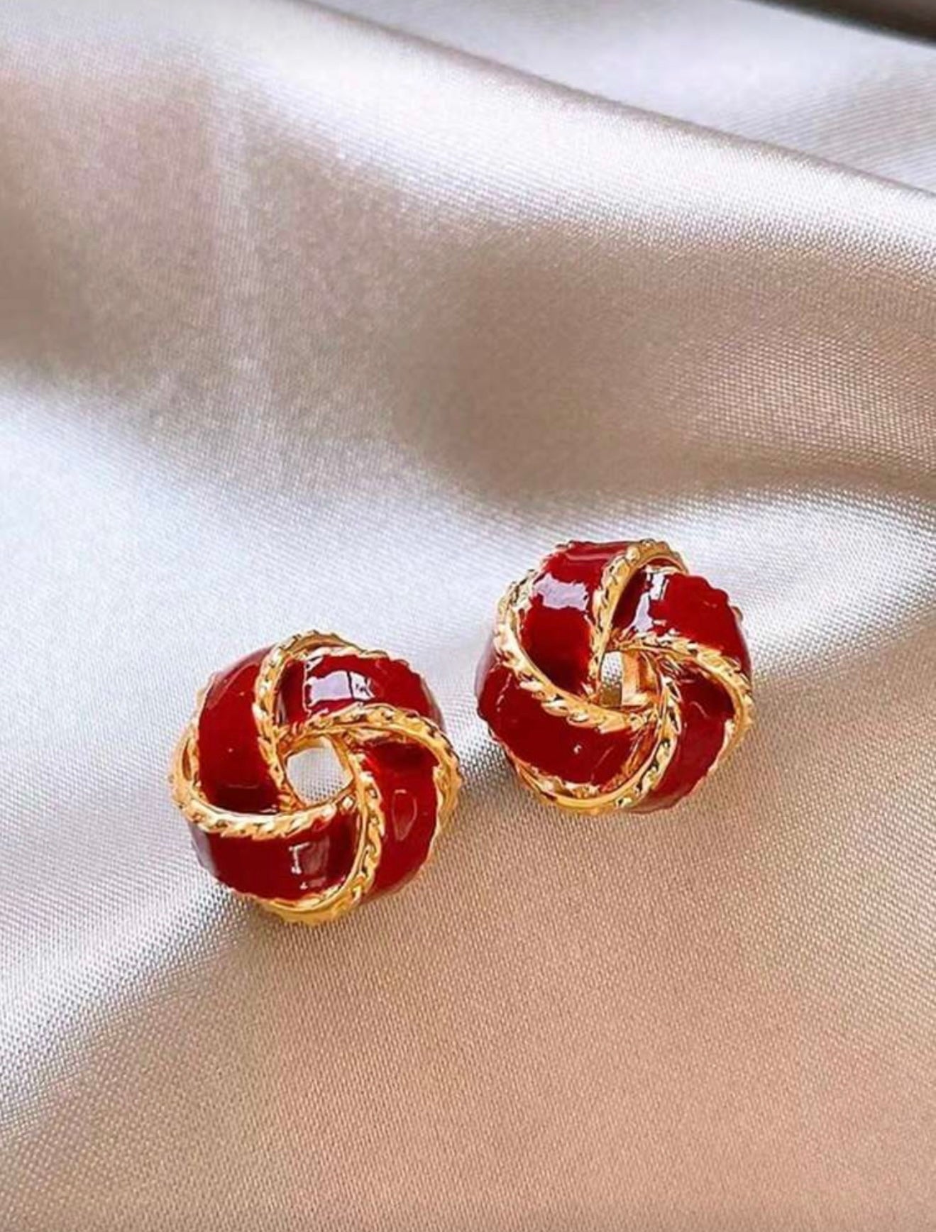 Burgundy & Gold Color Elegant Knot Earrings – Elegant, Radiant & Timeless