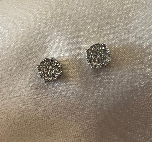 Silver Rhinestone Encrusted Stud Earrings – Sparkling Simplicity for Everyday Glamour