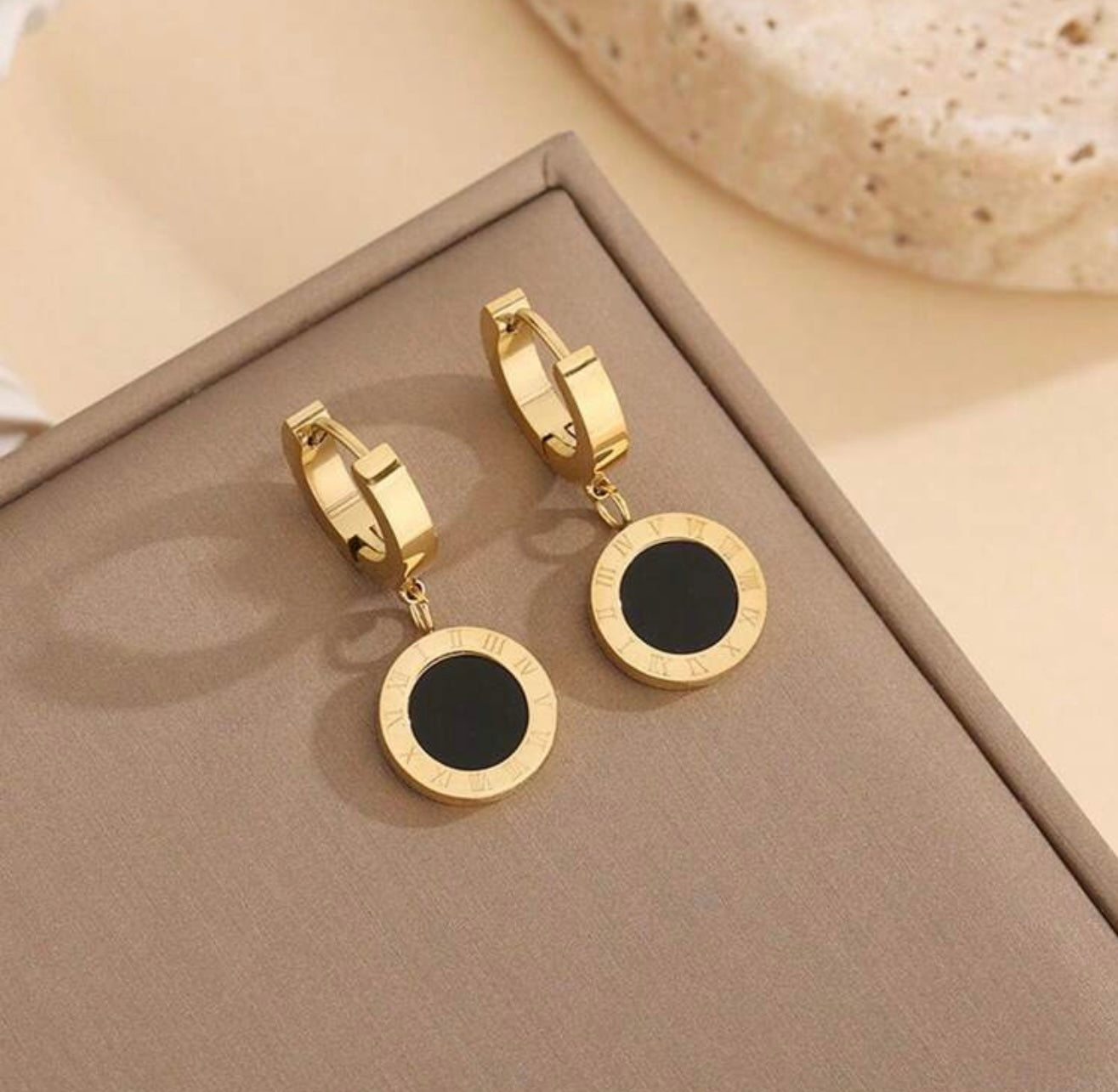 18K Gold-Plated Bvlgari Inspired Roman Numeral Necklace, Bracelet & Earrings Set – Tarnish-Resistant