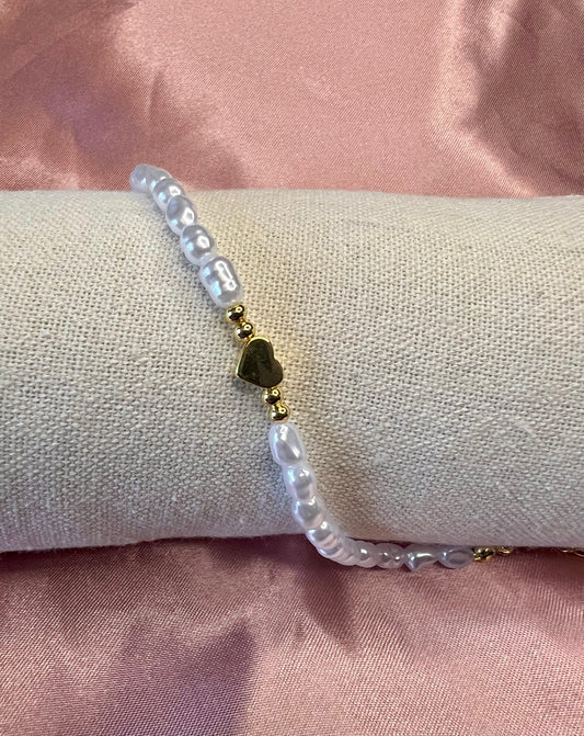 Golden Heart Faux Pearl Bracelet – Romantic Party & Valentine’s Day Gift