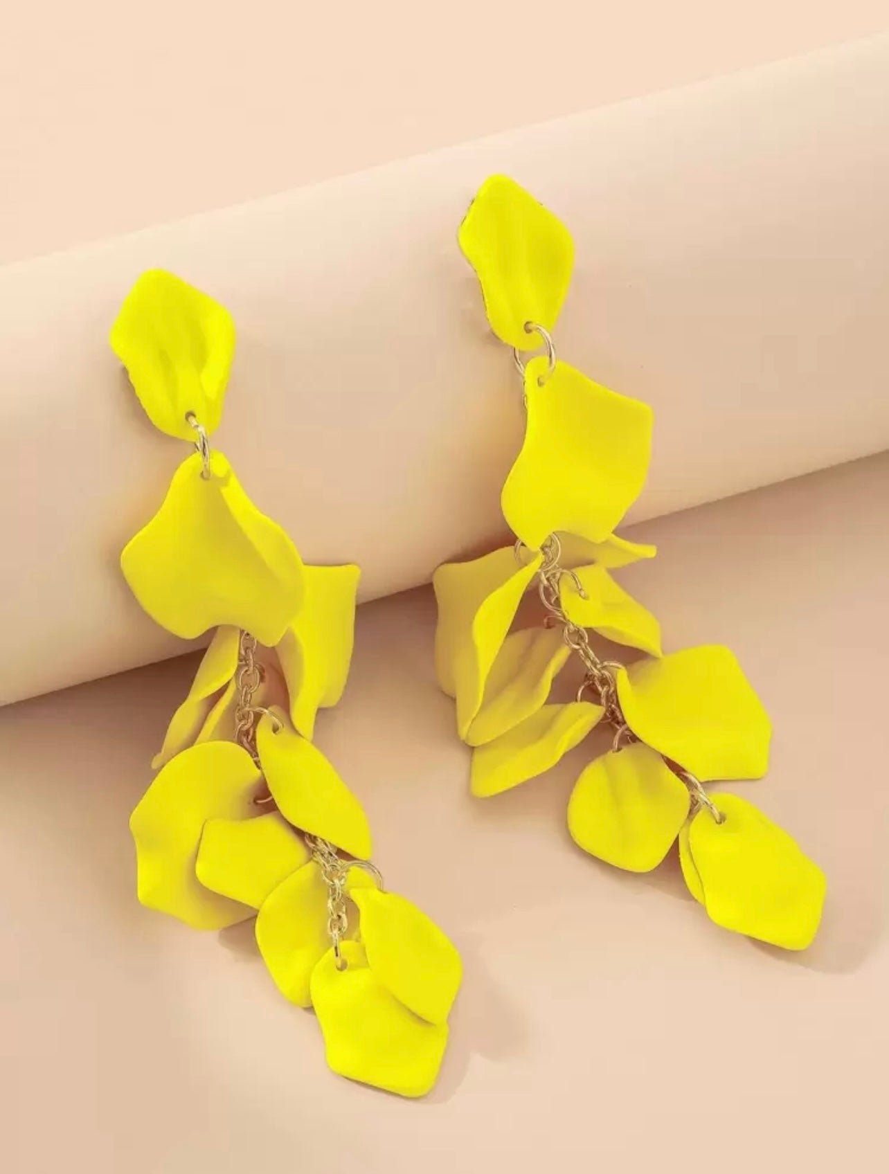 Gold & Neon Yellow Petal Drop Earrings – Bold & Elegant Daily Jewellery