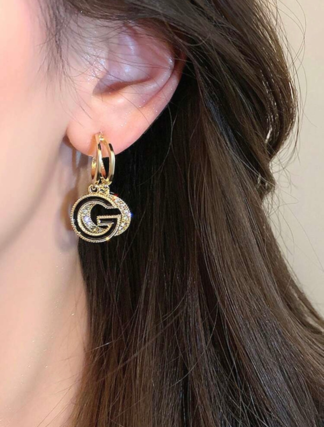 Gucci-Inspired Rhinestone Round Drop Earrings – Tarnish-Resistant – Fashionable Statement Jewellery