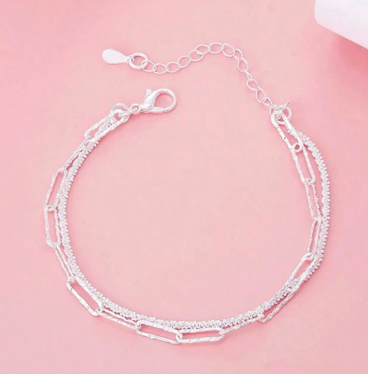925 Silver-Plated Double Chain Bracelet – Elegant Wedding & Gift Jewellery