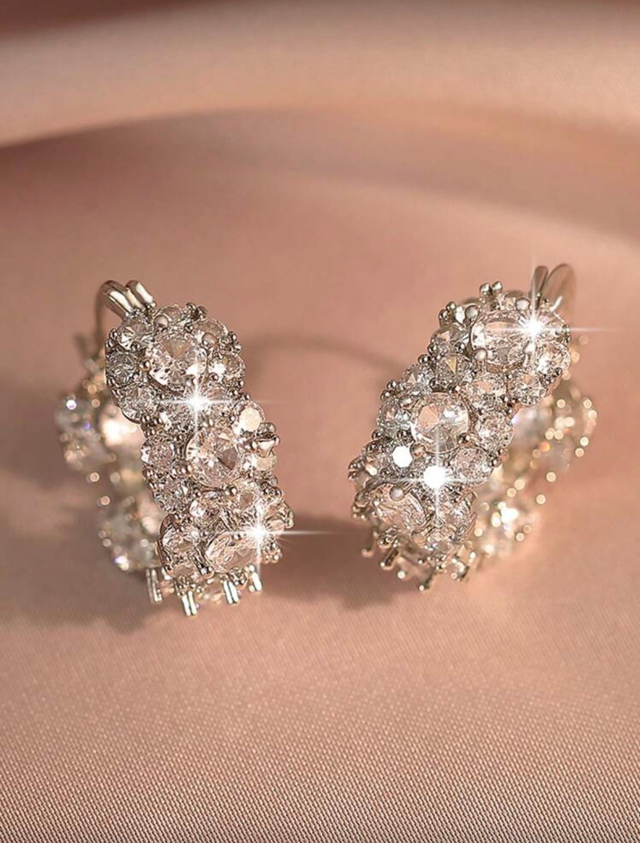 Luxury Shining Round Cubic Zirconia Hoop Earrings – Elegant, Radiant & Timeless