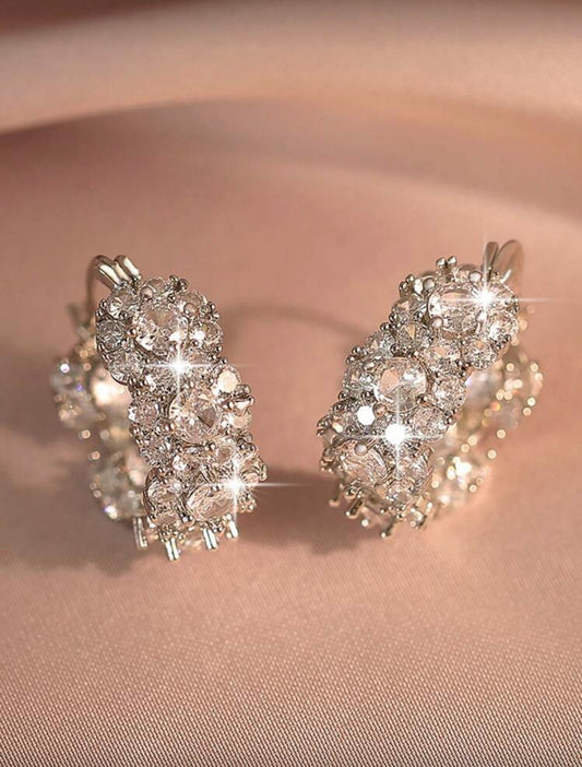 Luxury Shining Round Cubic Zirconia Hoop Earrings – Elegant, Radiant & Timeless