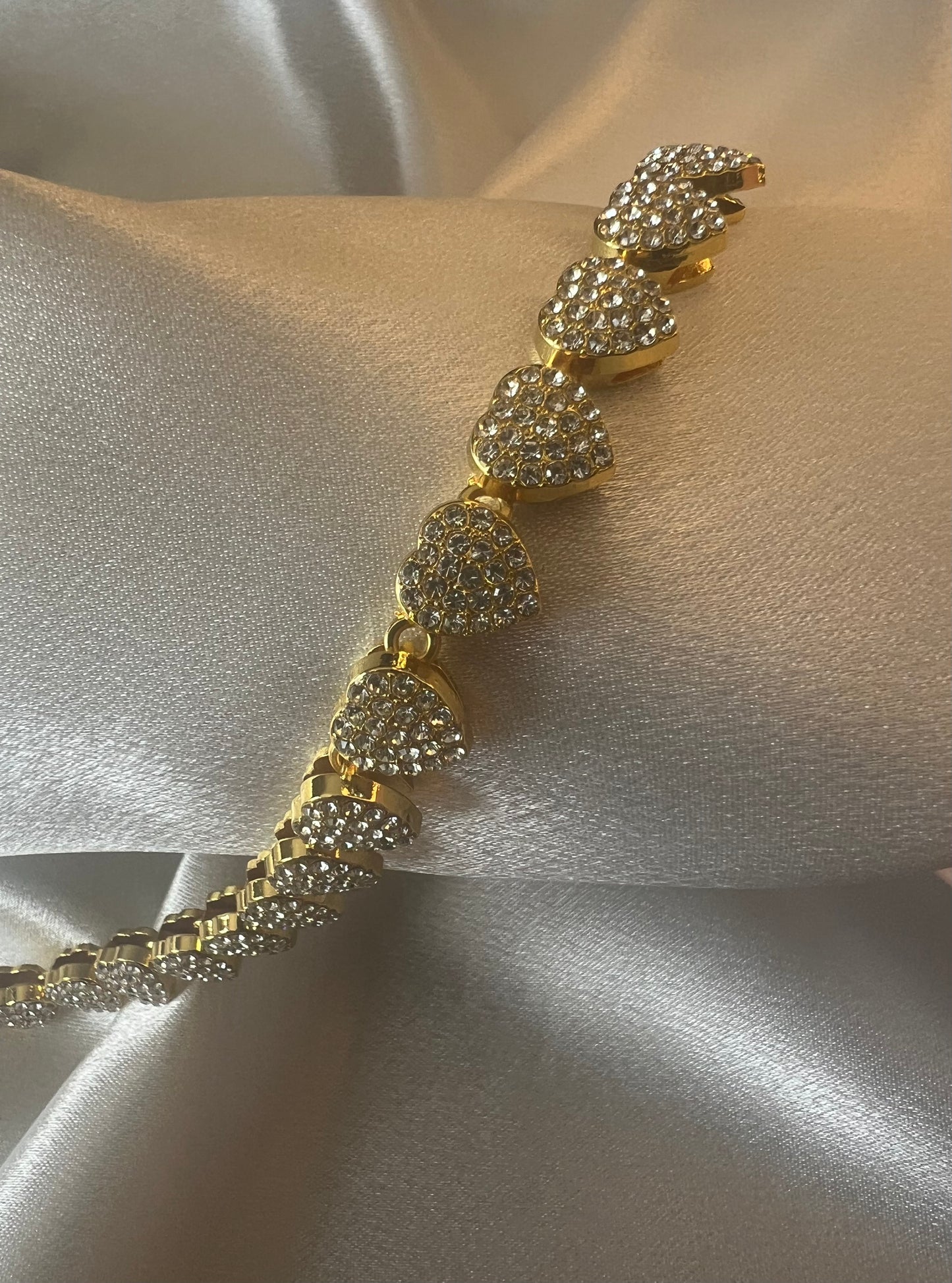 Luxury Rhinestone Hearts Gold Chain Bracelet