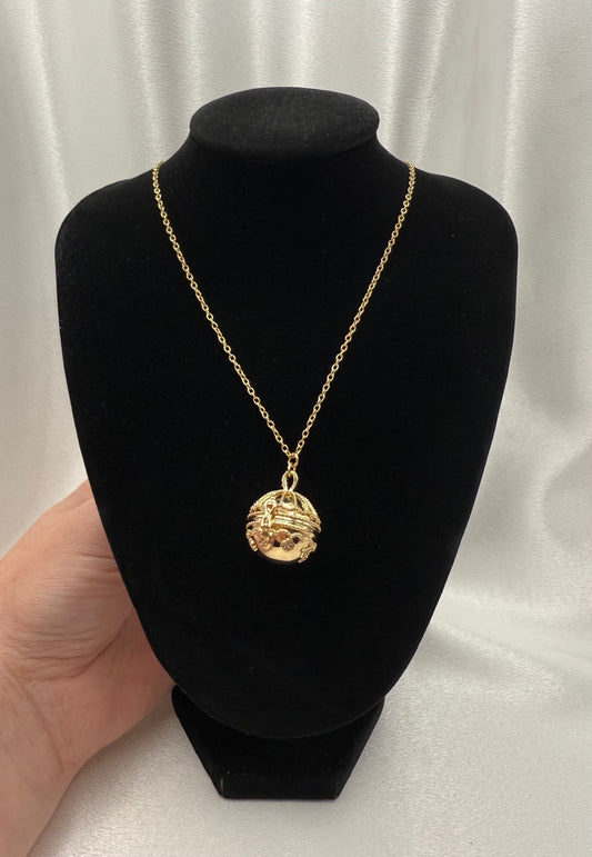 18K Gold Plated Zirconia Sphere Locket Necklace – Retro Elegance with Modern Charm