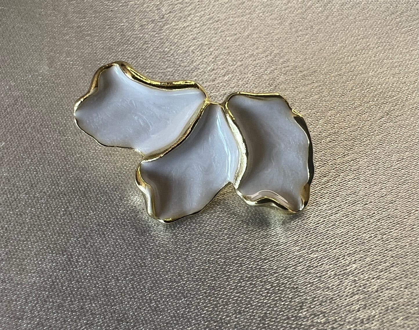 Elegant Gold & Cream Enamel Flower Oil Drop Earrings – Tarnish Resistant