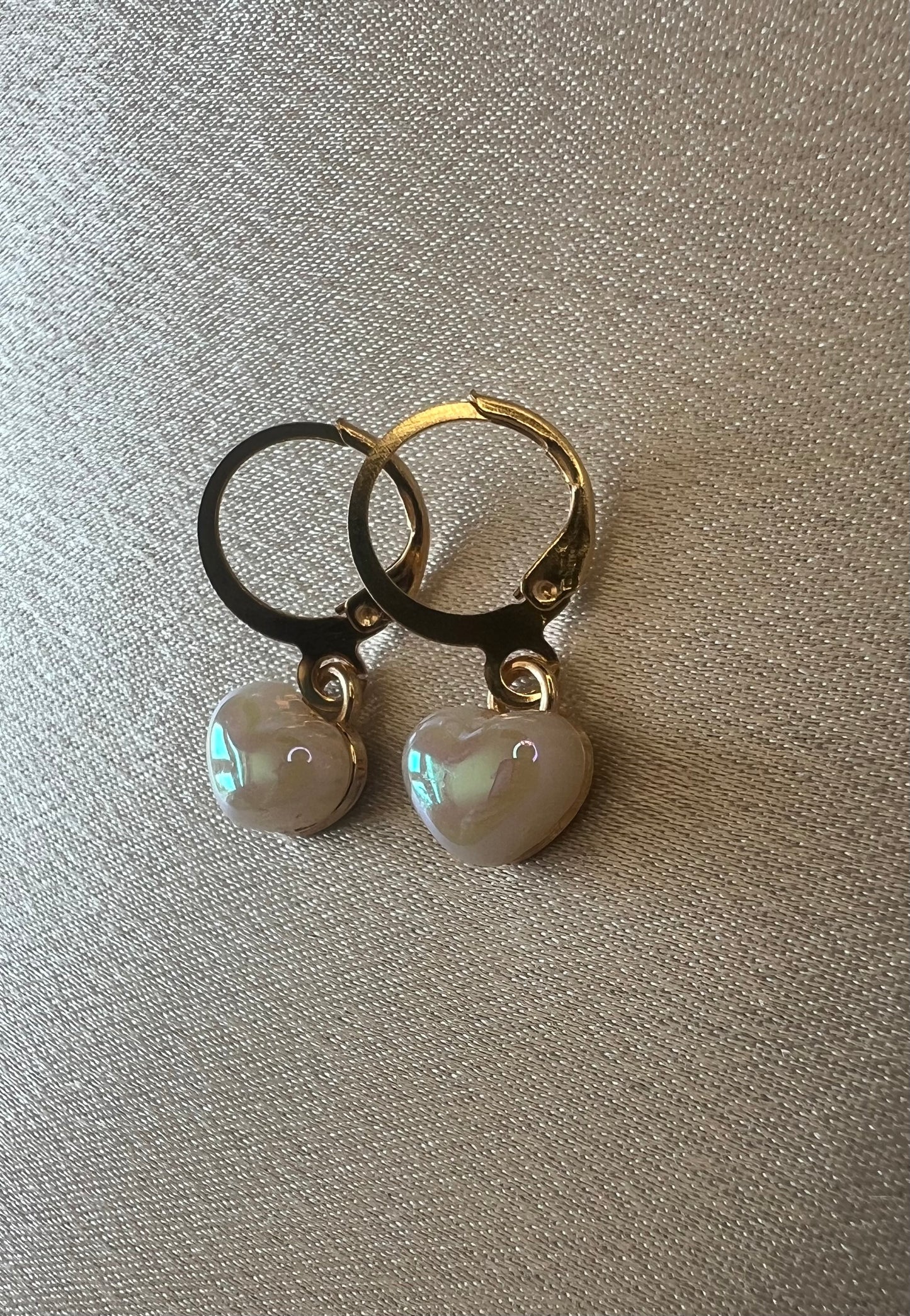 Tarnish-Resistant Heart-Shaped Hoop Drop Earrings – Elegant & Feminine