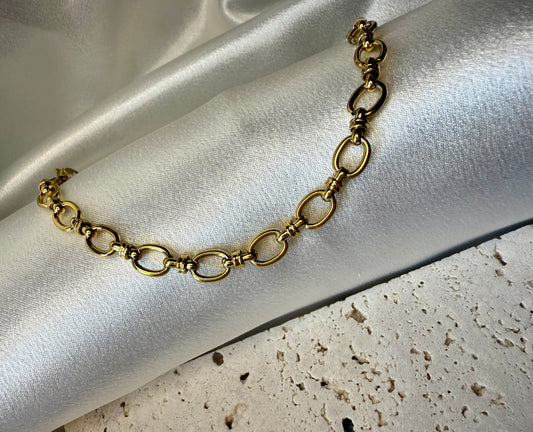 Gold Figaro Tarnish Resistant Gold Plated Bracelet  – Intertwined Elegance, Perfect for Gifting