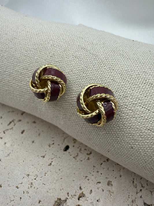 Chocolate & Gold Color Elegant Knot Earrings – Elegant, Radiant & Timeless