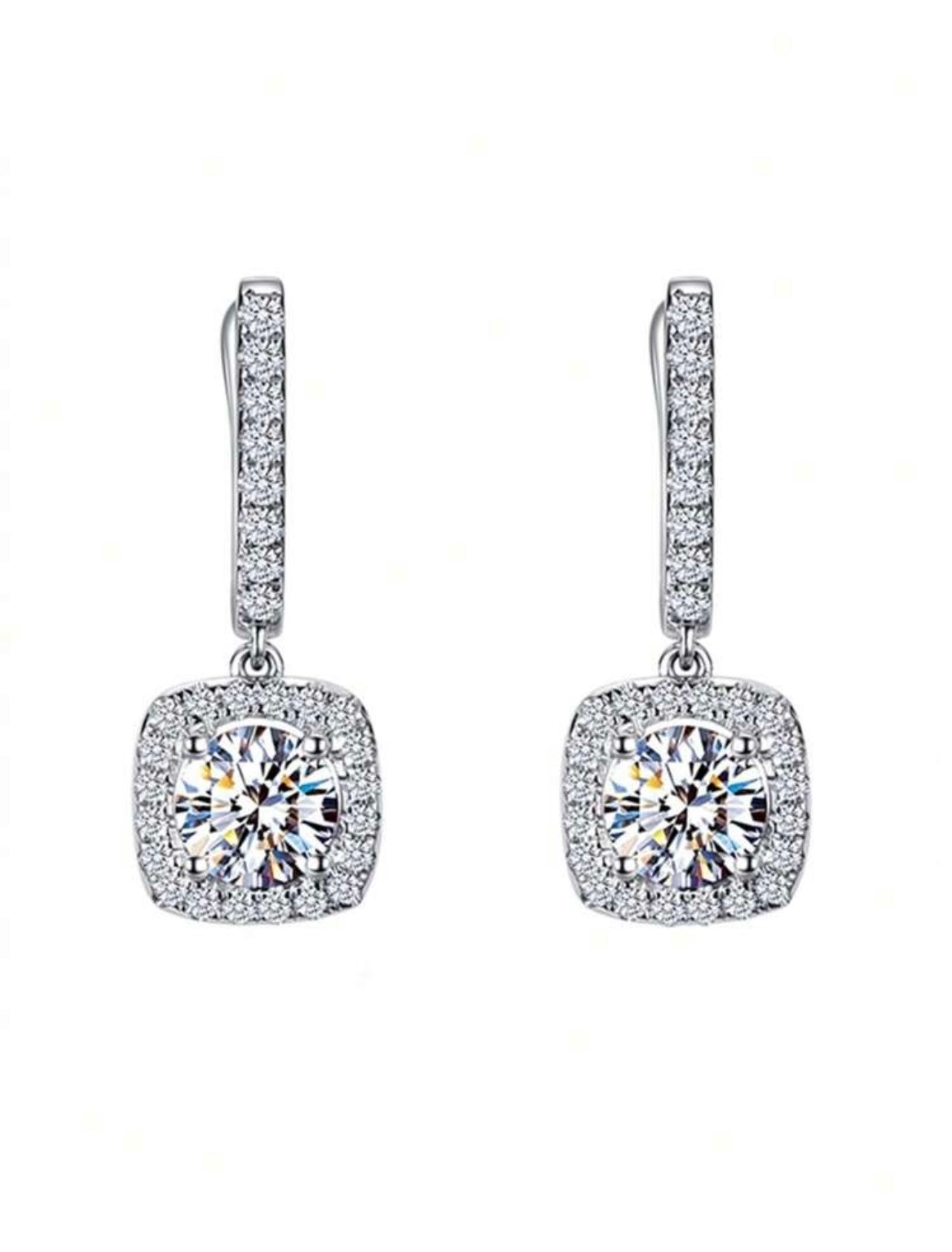 Romantic Silver-Tone Cubic Zirconia Drop Earrings
