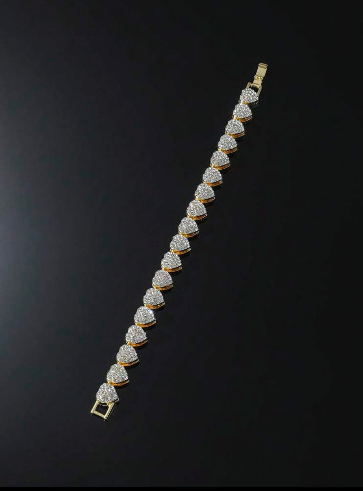 Luxury Rhinestone Hearts Gold Chunky Chain Bracelet