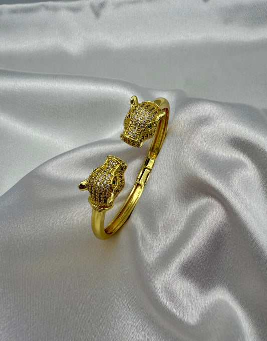 Gold Plated Leopard Head Bracelet – Bold, Luxurious & Fiercely Stylish