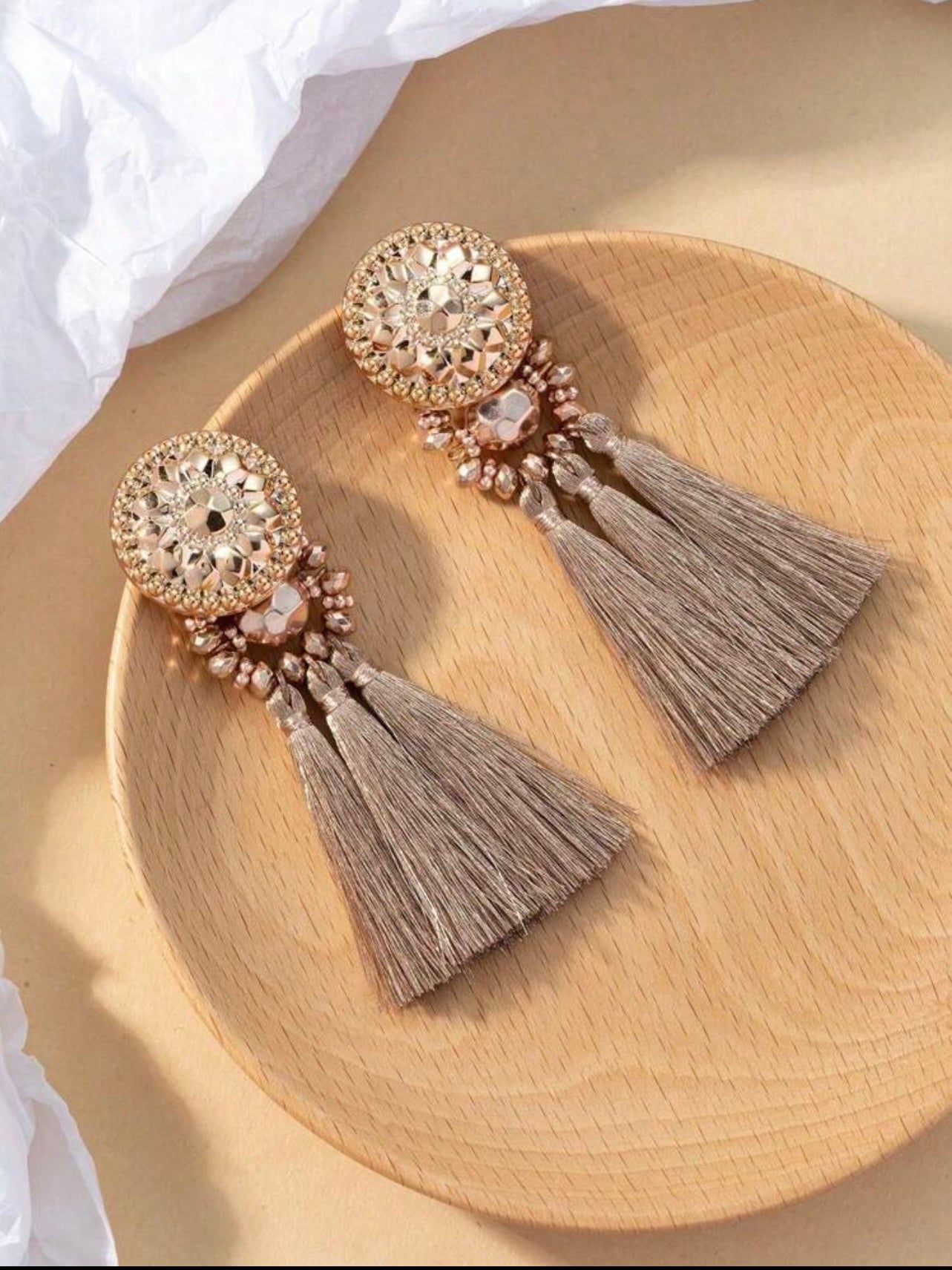 Dramatic Boho Rose Gold & Coffee Long Tassel Dangle Earrings – Bold Bohemian Glamour