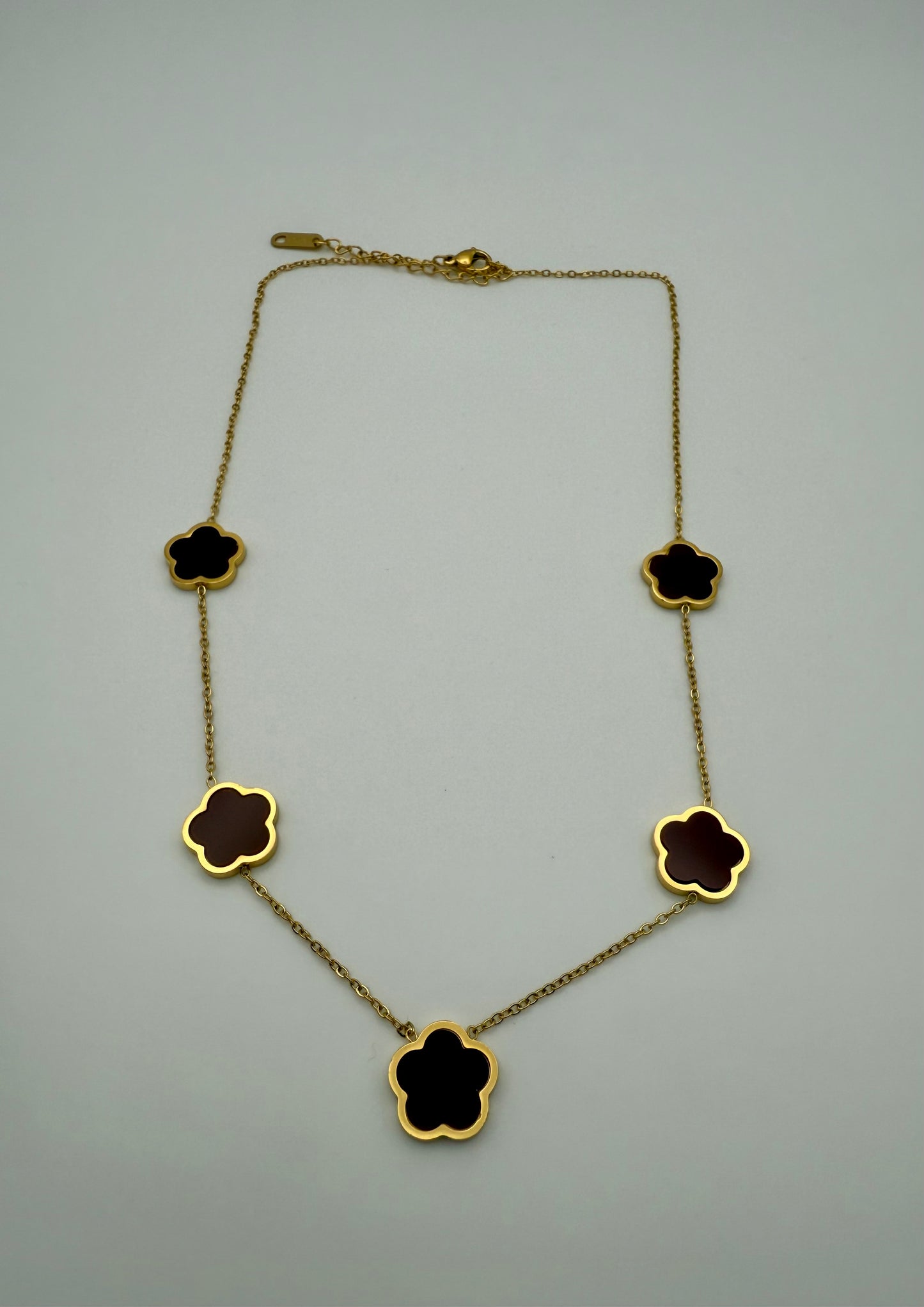 18k Gold-Plated Inspired Clover Necklace – Burgundy – Waterproof, Tarnish-Resistant & Hypoallergenic Matching Bracelet Available!