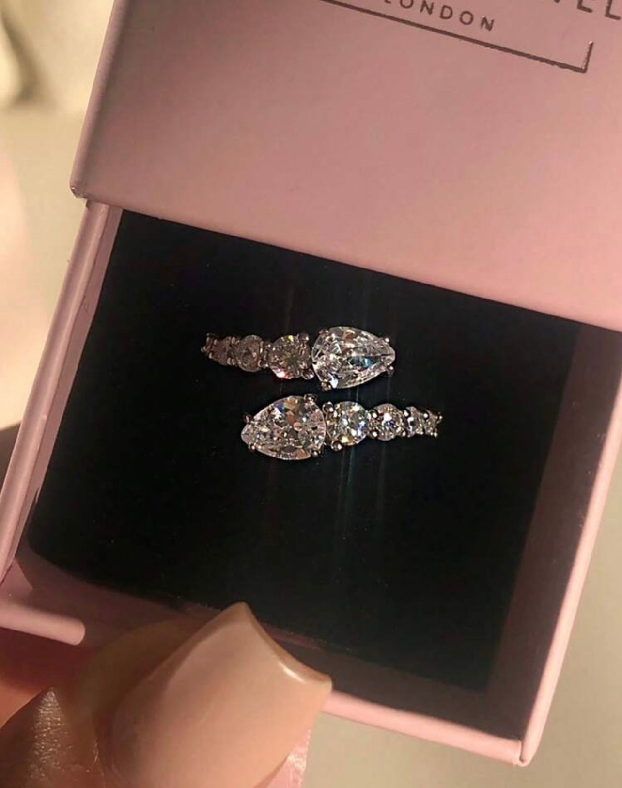 Pink Waterdrop Snake Ring – Silver Tone Cubic Zirconia Elegance for Special Occasions