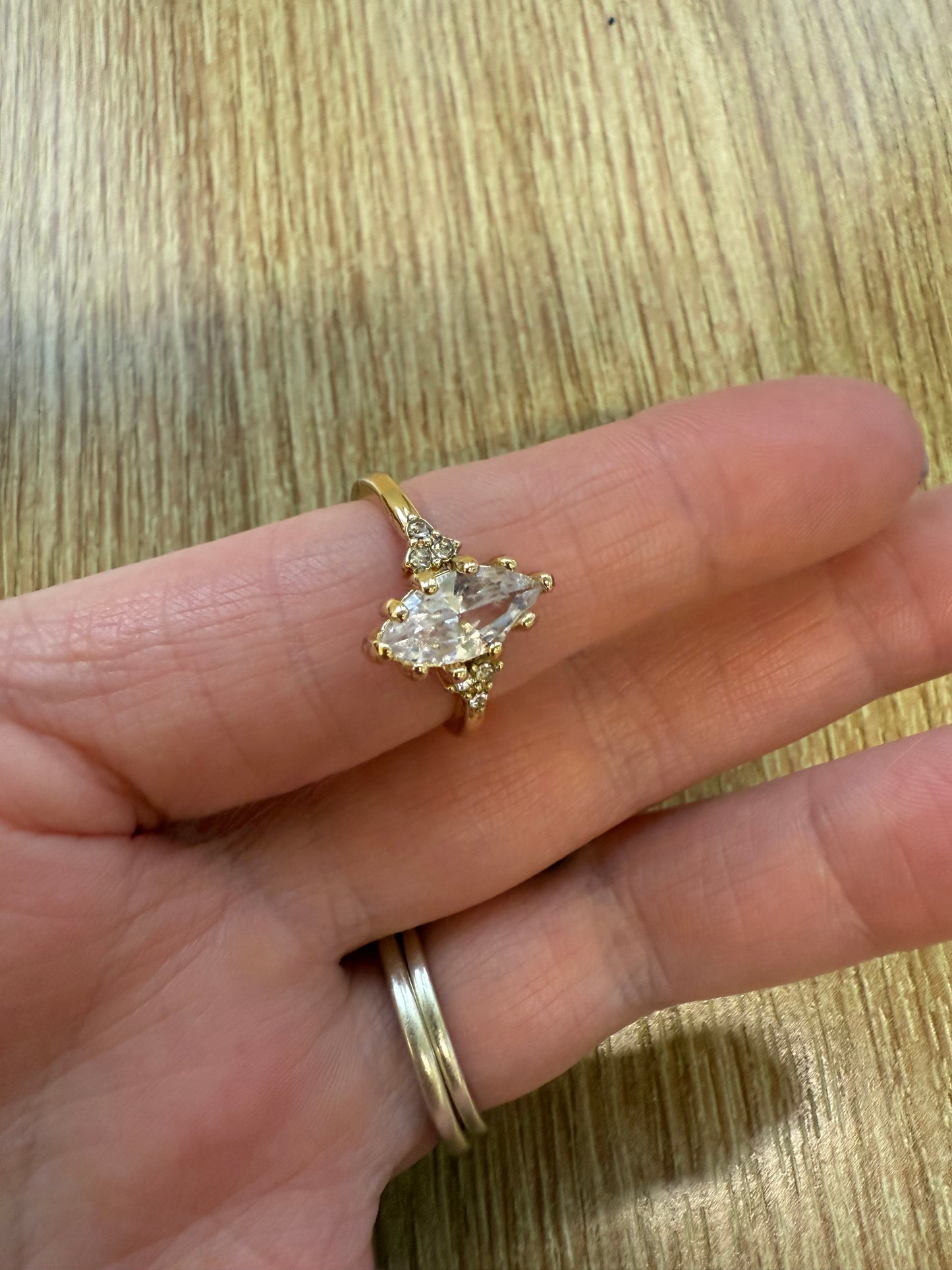 Exquisite 18K Gold Plated Marquise Ring with Large Shining Zirconia – Elegant, Radiant & Timeless