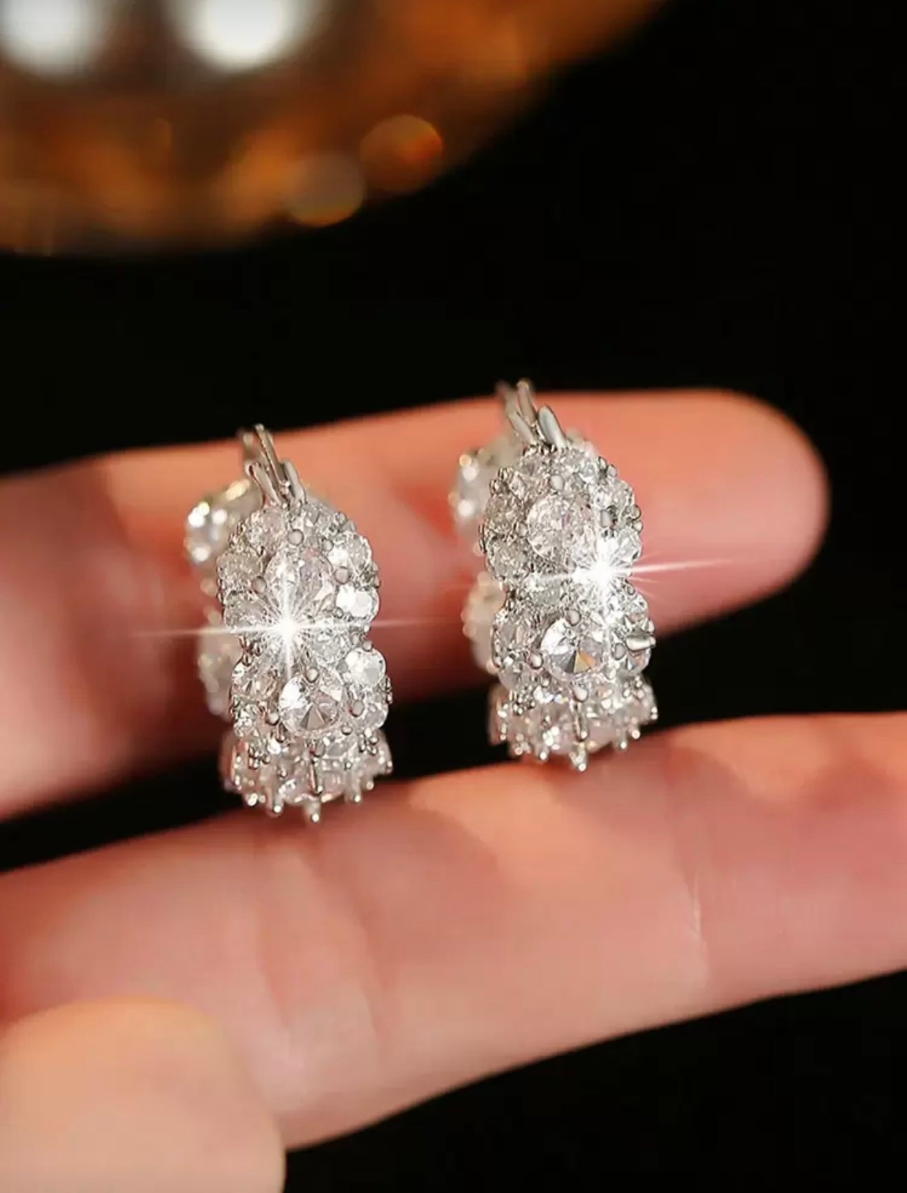 Luxury Shining Round Cubic Zirconia Hoop Earrings – Elegant, Radiant & Timeless