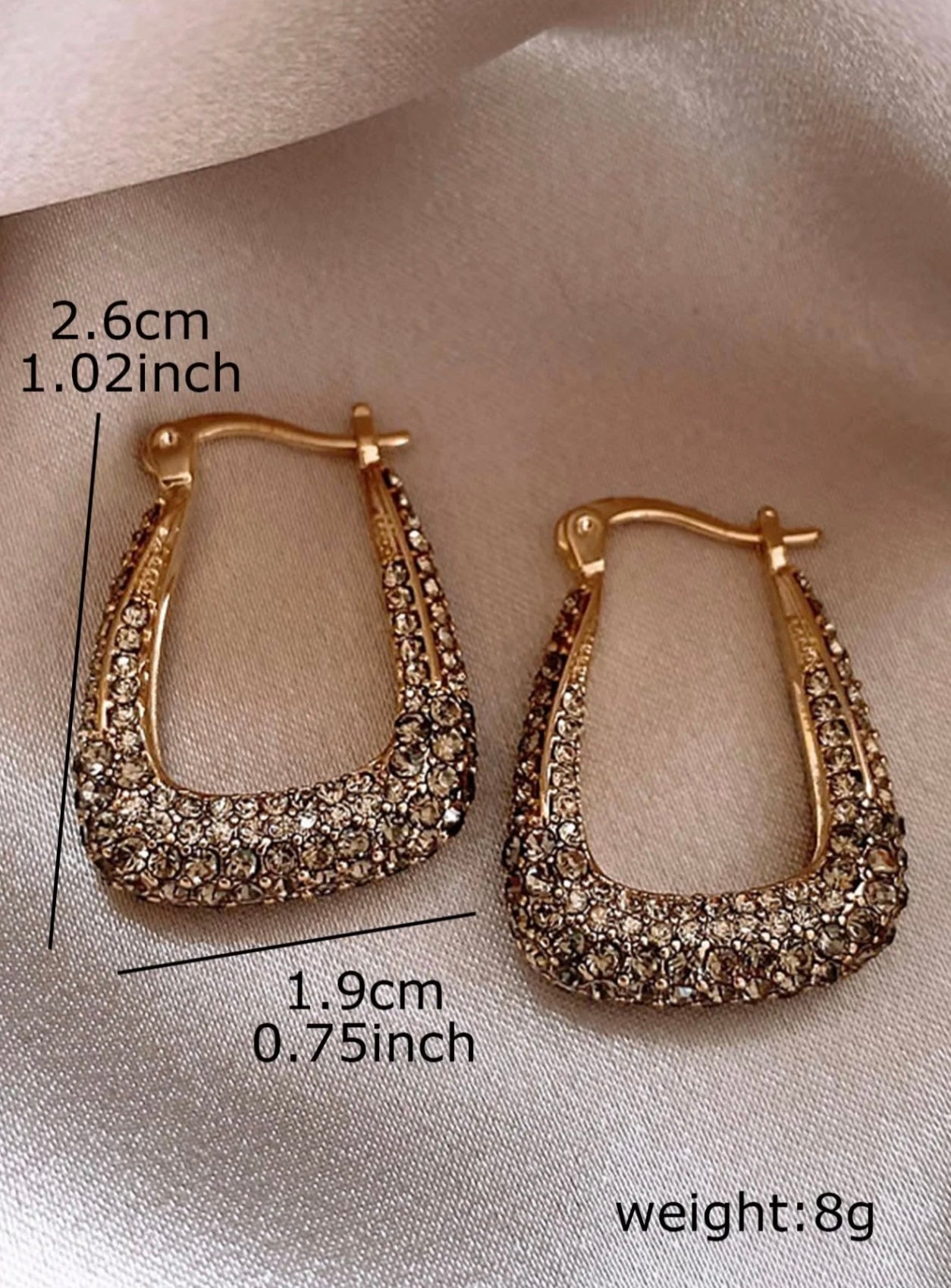 Gold Creoles with Smoky Grey Rhinestones – Subtle Glamour, Everyday Edge