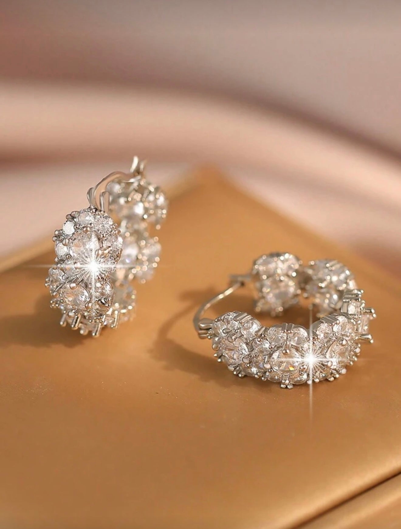 Luxury Shining Round Cubic Zirconia Hoop Earrings – Elegant, Radiant & Timeless