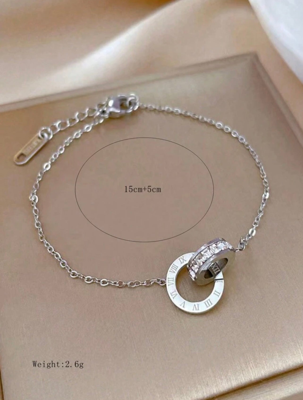 Silver-Tone Rhinestone-Encrusted Double-Link Stainless Steel Bracelet – Everyday Sparkle & Style