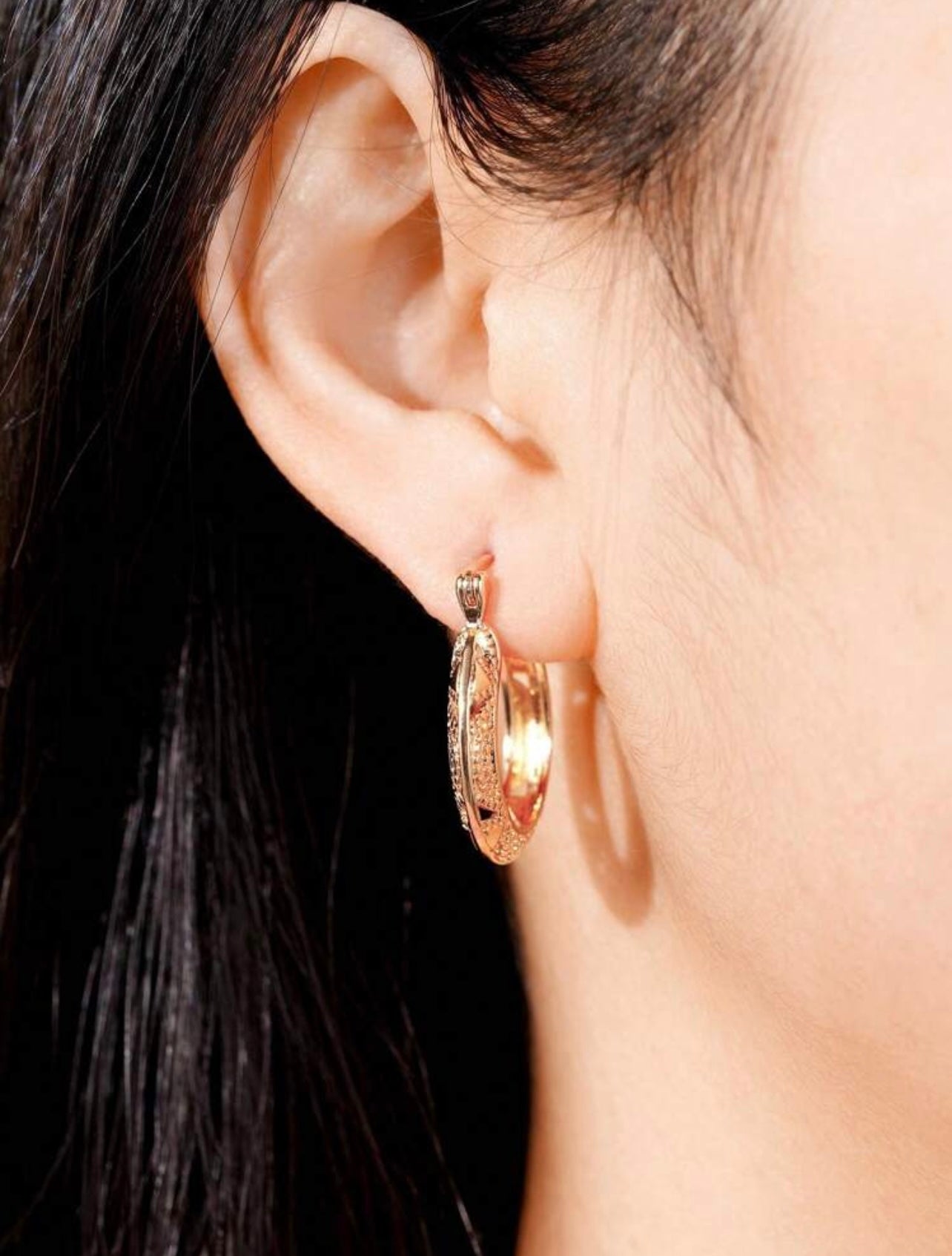 Gold Textured Vintage Hoop Creole Earrings – Classic with a Modern Twist