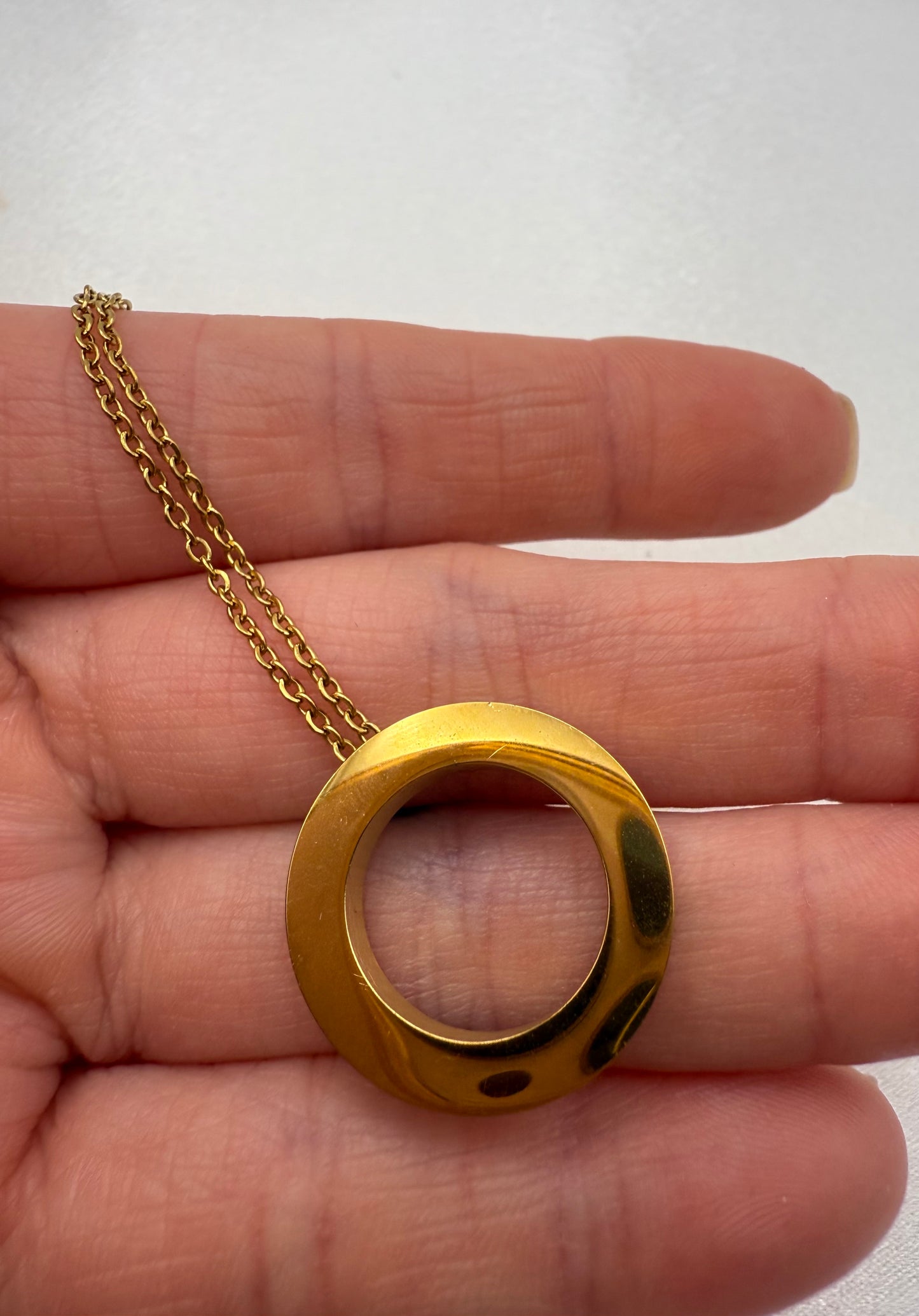 Gold Circle Zirconia Encrusted Necklace – Inspired - Tarnish Resistant
