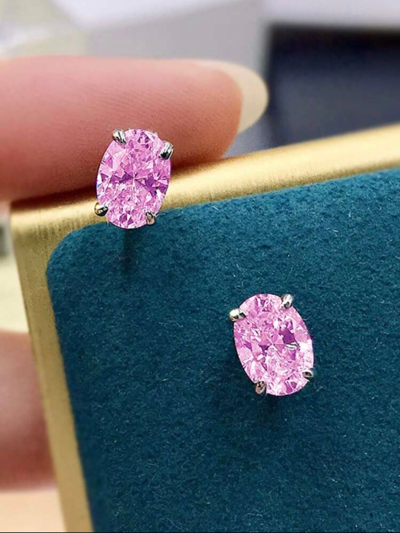 Silver & Pink Cubic Zirconia Stud Earrings – Elegant Gift for Weddings, Anniversaries & Mum