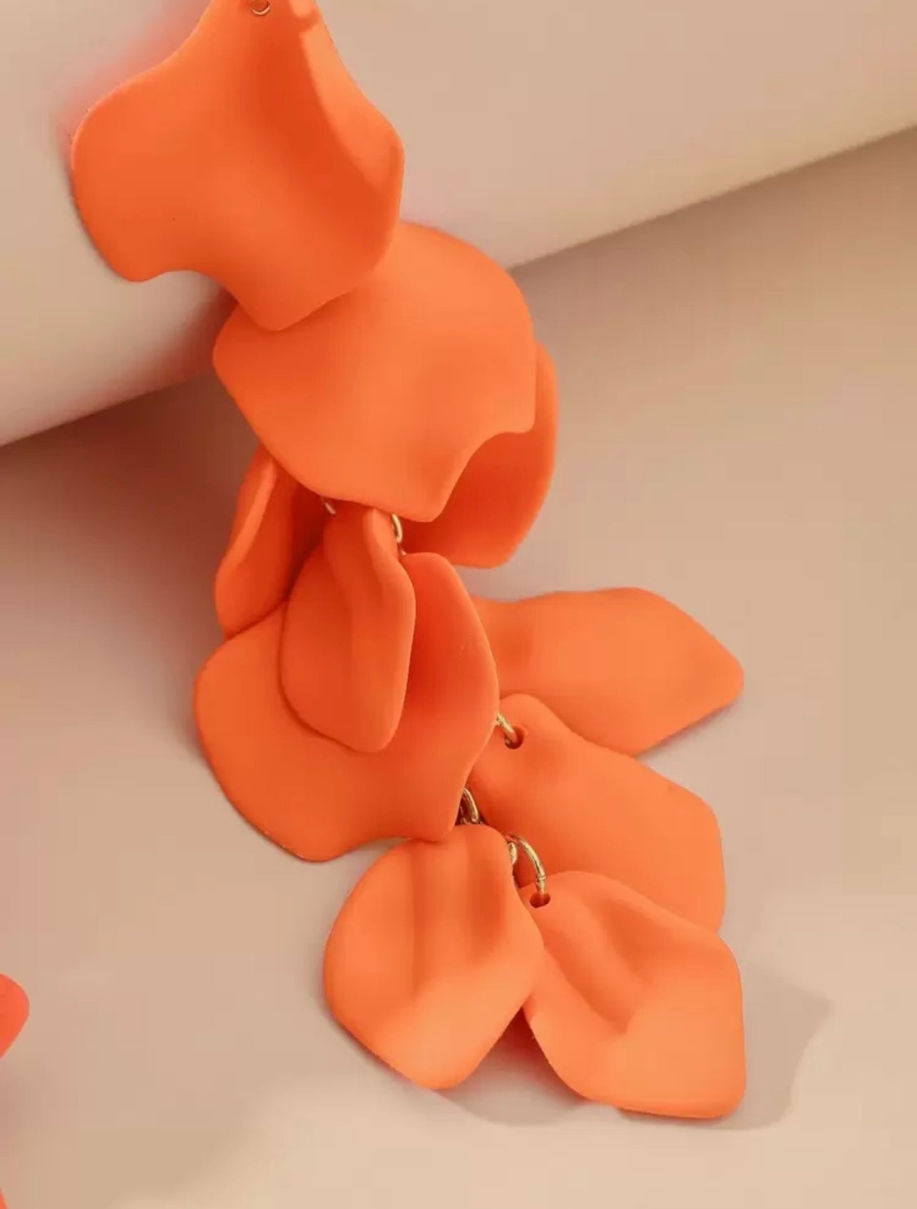 Gold & Orange Petal Drop Earrings – Bold & Elegant Daily Jewellery