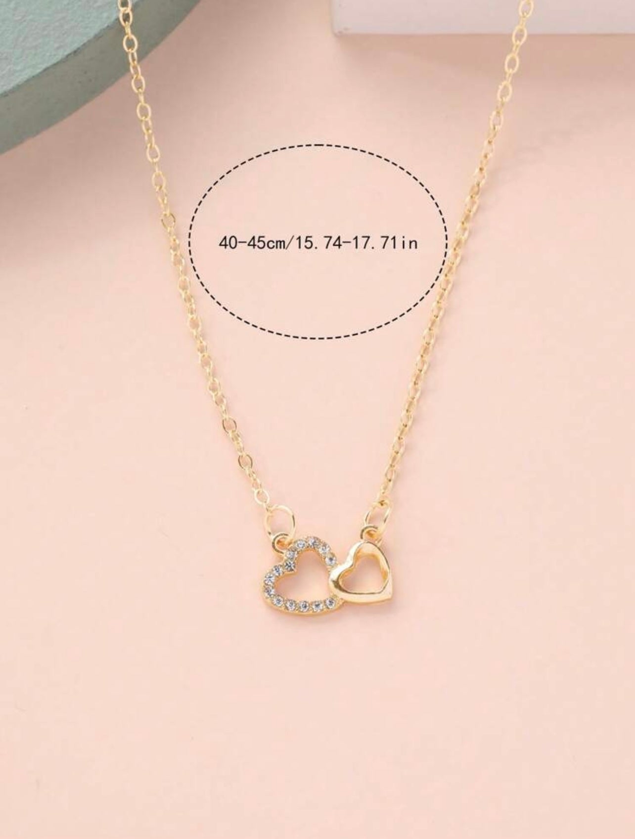 Minimalist Gold Double Heart Necklace – 40-45 cm | Tarnish Resistant Zinc Alloy | Romantic Everyday Elegance