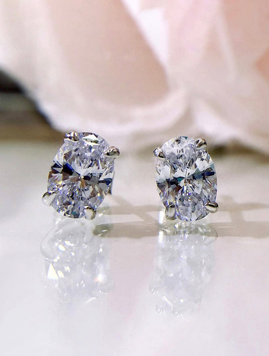 Silver-Tone Cubic Zirconia Stud Earrings – Classic Sparkle for Weddings, Anniversaries & Mum